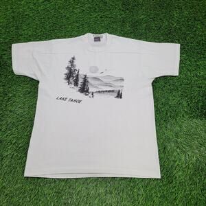 Vintage 1986 Lake-Tahoe Shirt Womens XL 22x27 Blue Artwork USA Baggy